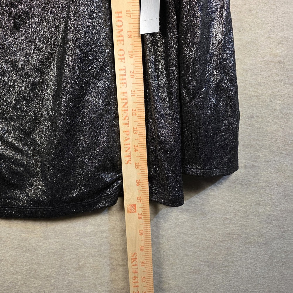 Chicos Top Size XL (Chico's 3) Cowl Neck Shimmer Black Long Sleeve - Picture 9 of 10